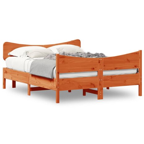 Bed met matras massief grenenhout wasbruin 140x190 cm 2