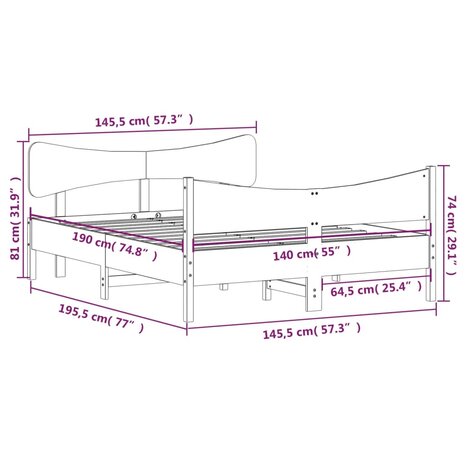 Bed met matras massief grenenhout wasbruin 140x190 cm 9