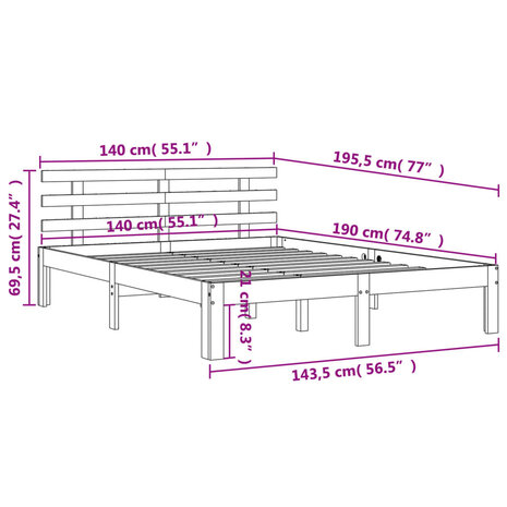 Bed met matras massief grenenhout wasbruin 140x190 cm 9