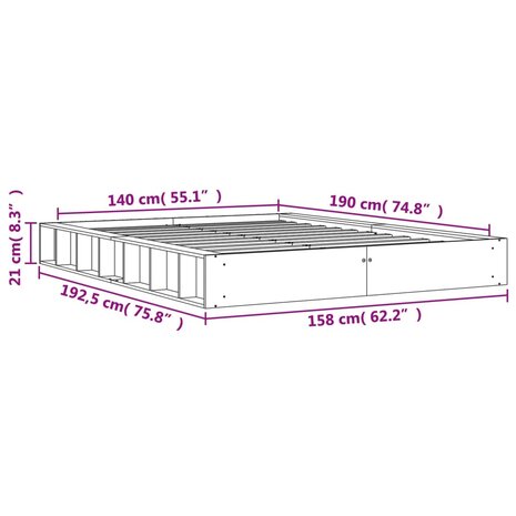 Bed met matras massief grenenhout wasbruin 140x190 cm 9