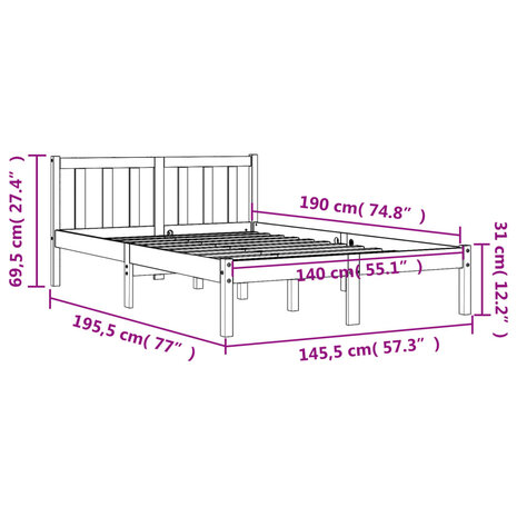 Bed met matras massief grenenhout wasbruin 140x190 cm 9
