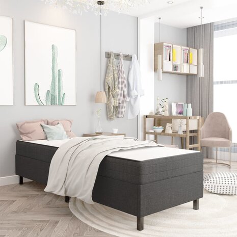 Boxspringframe stof grijs 90x200 cm 1