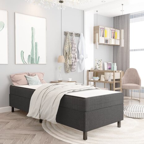 Boxspringframe stof grijs 100x200 cm 1