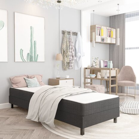 Boxspring stof donkergrijs 80x200 cm 1