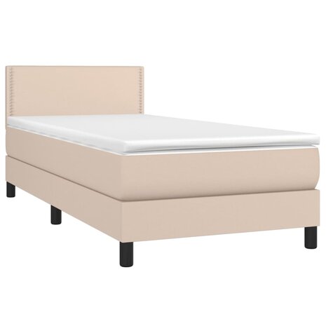 Boxspring met matras kunstleer cappuccinokleurig 80x200 cm 3