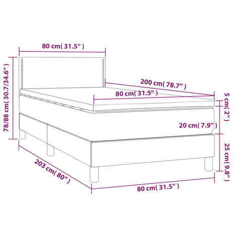 Boxspring met matras kunstleer cappuccinokleurig 80x200 cm 7