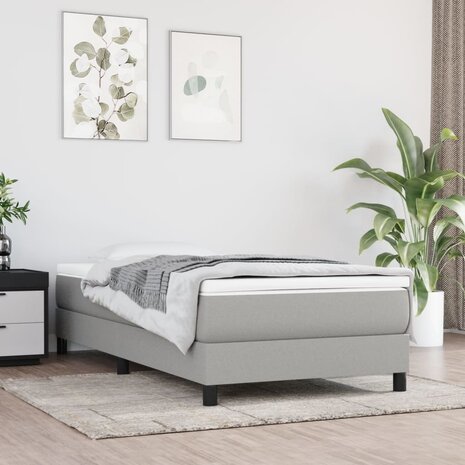 Boxspring met matras stof lichtgrijs 80x200 cm 1
