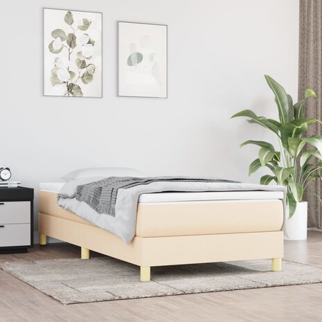 Boxspring met matras stof crèmekleurig 90x200 cm 1