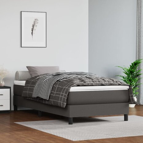 Boxspring met matras kunstleer grijs 80x200 cm 1