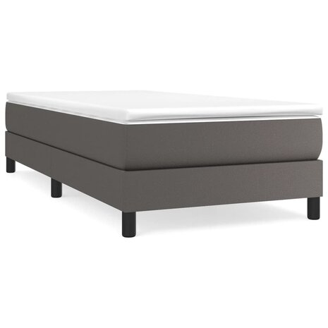 Boxspring met matras kunstleer grijs 80x200 cm 2