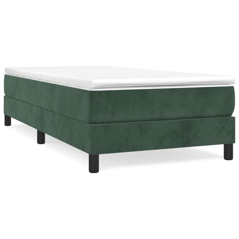 Boxspring met matras fluweel donkergroen 90x190 cm 2