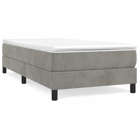Boxspring met matras fluweel lichtgrijs 90x200 cm 2