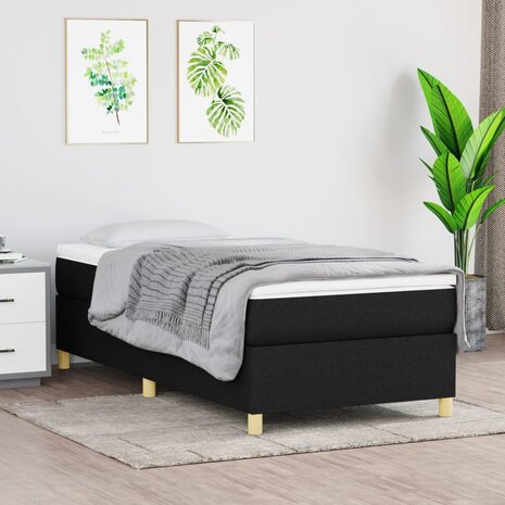 Boxspring met matras stof zwart 90x200 cm 1