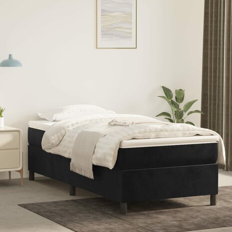 Boxspring met matras fluweel zwart 80x200 cm 1