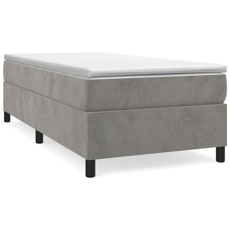 Boxspring met matras fluweel lichtgrijs 90x190 cm 2