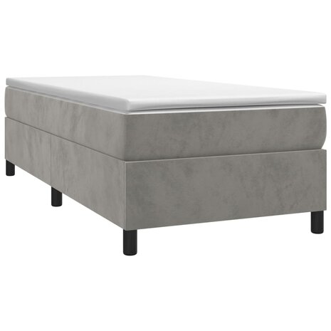 Boxspring met matras fluweel lichtgrijs 90x190 cm 3