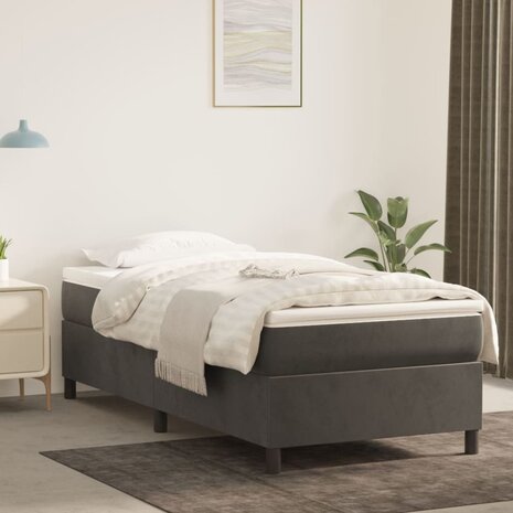 Boxspring met matras fluweel donkergrijs 90x190 cm 1