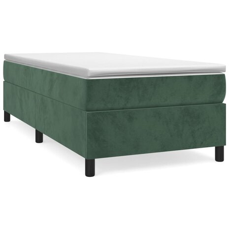 Boxspring met matras fluweel donkergroen 90x190 cm 2