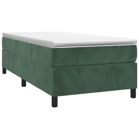Boxspring met matras fluweel donkergroen 90x190 cm 3