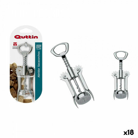Flesopener met Kurkentrekker Quttin Roestvrij staal 16,5 cm (18 Stuks) 1
