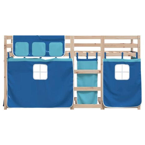 Stapelbed met gordijnen 75x190 cm massief grenenhout blauw 5