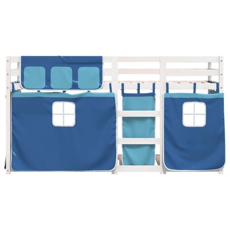 Stapelbed met gordijnen 75x190 cm massief grenenhout blauw 5