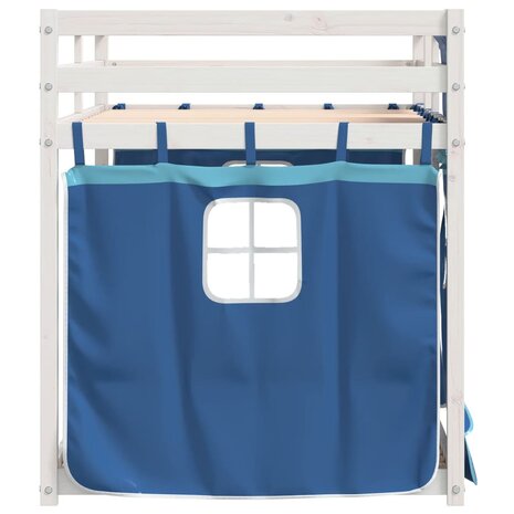 Stapelbed met gordijnen 75x190 cm massief grenenhout blauw 6