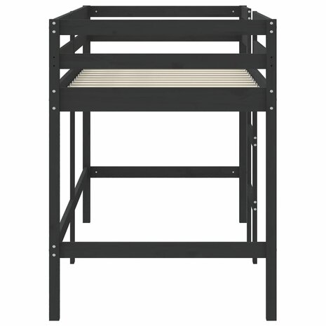 Kinderhoogslaper met ladder 90x200 cm massief grenenhout zwart 6