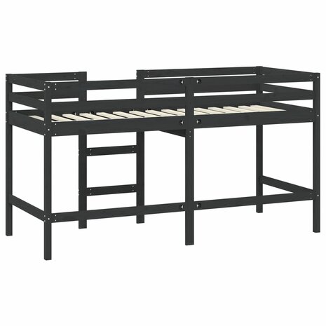 Kinderhoogslaper met ladder 90x200 cm massief grenenhout zwart 7