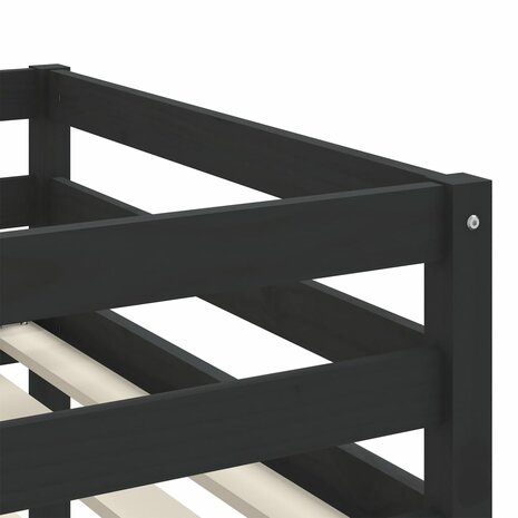 Kinderhoogslaper met ladder 90x200 cm massief grenenhout zwart 9