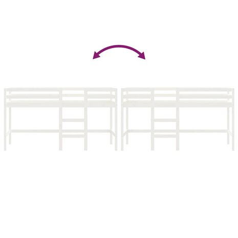 Kinderhoogslaper met ladder 90x190 cm massief grenenhout wit 8