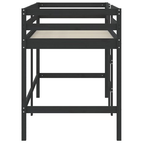 Kinderhoogslaper met ladder 90x190 cm massief grenenhout zwart 6