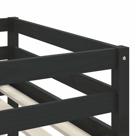 Kinderhoogslaper met ladder 90x190 cm massief grenenhout zwart 9
