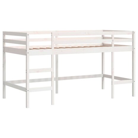 Kinderhoogslaper met ladder 80x200 cm massief grenenhout wit 2