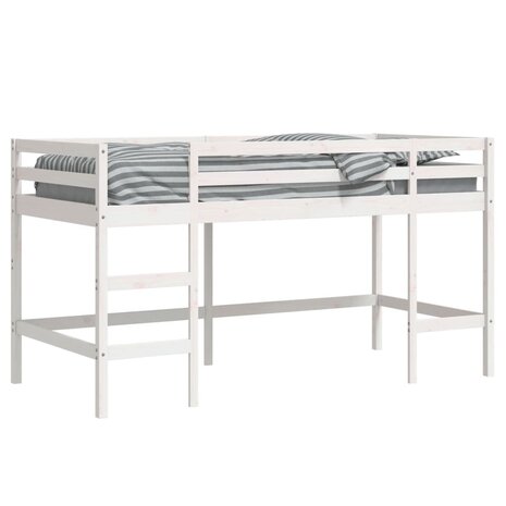 Kinderhoogslaper met ladder 80x200 cm massief grenenhout wit 4