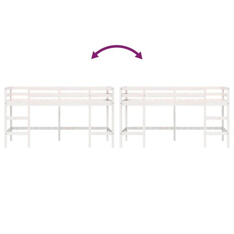Kinderhoogslaper met ladder 80x200 cm massief grenenhout wit 8