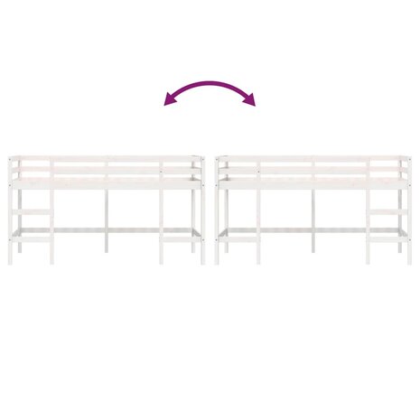 Kinderhoogslaper met ladder 90x200 cm massief grenenhout wit 8