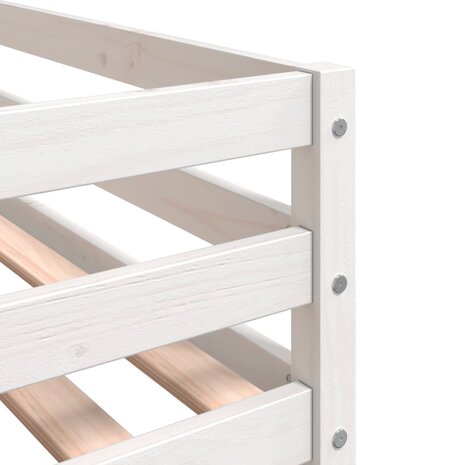 Kinderhoogslaper met ladder 90x200 cm massief grenenhout wit 9