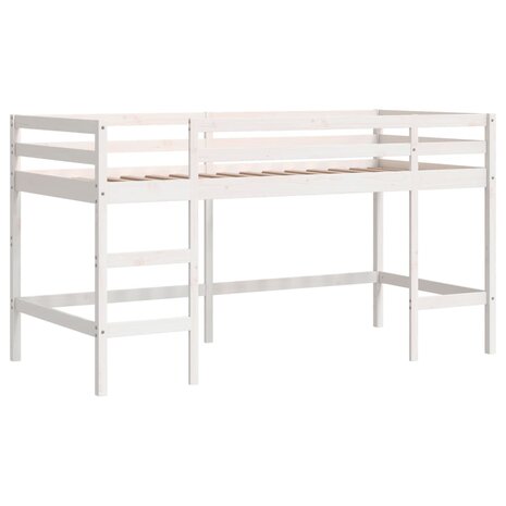 Kinderhoogslaper met ladder 90x190 cm massief grenenhout wit 3