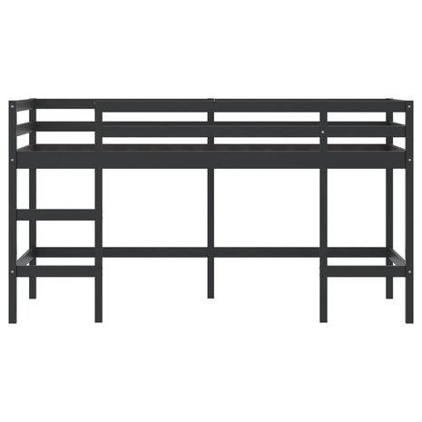 Kinderhoogslaper met ladder 90x190 cm massief grenenhout zwart 5