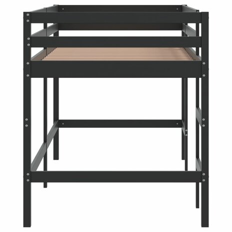 Kinderhoogslaper met ladder 90x190 cm massief grenenhout zwart 6