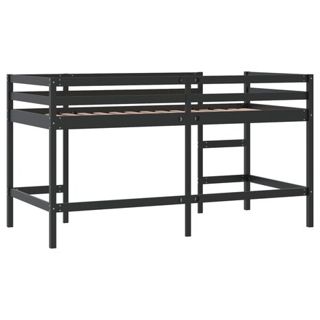 Kinderhoogslaper met ladder 90x190 cm massief grenenhout zwart 7