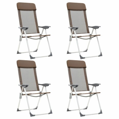 Campingstoelen 4 st inklapbaar aluminium bruin 1