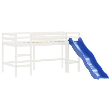 Kinderhoogslaper met glijbaan massief grenenhout wit 80x200 cm 4