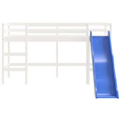 Kinderhoogslaper met glijbaan massief grenenhout wit 80x200 cm 5