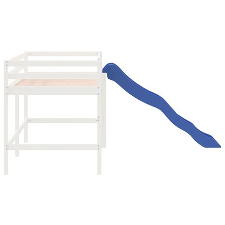 Kinderhoogslaper met glijbaan massief grenenhout wit 80x200 cm 6