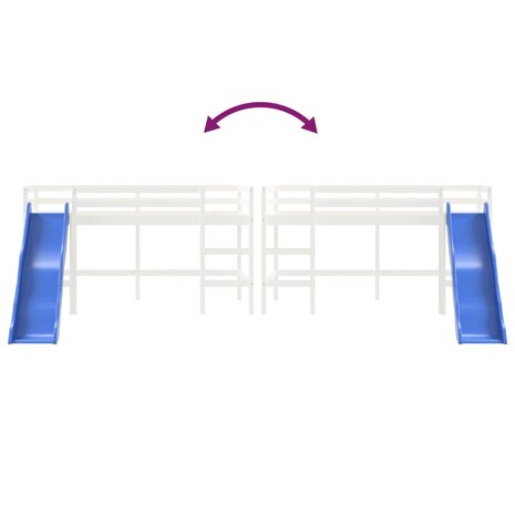 Kinderhoogslaper met glijbaan massief grenenhout wit 80x200 cm 8