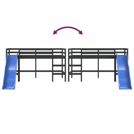 Kinderhoogslaper met glijbaan grenenhout zwart 80x200 cm 8