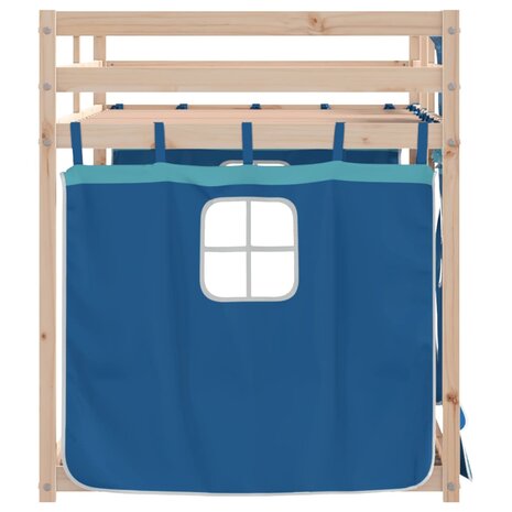 Stapelbed met gordijnen 90x190 cm massief grenenhout blauw 5