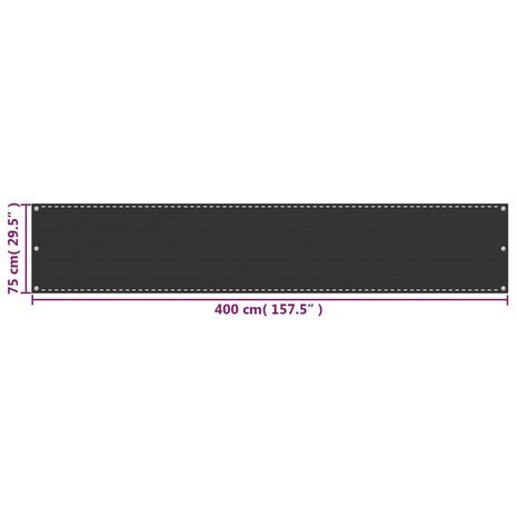 Balkonscherm HDPE 75x400 cm antraciet 5
